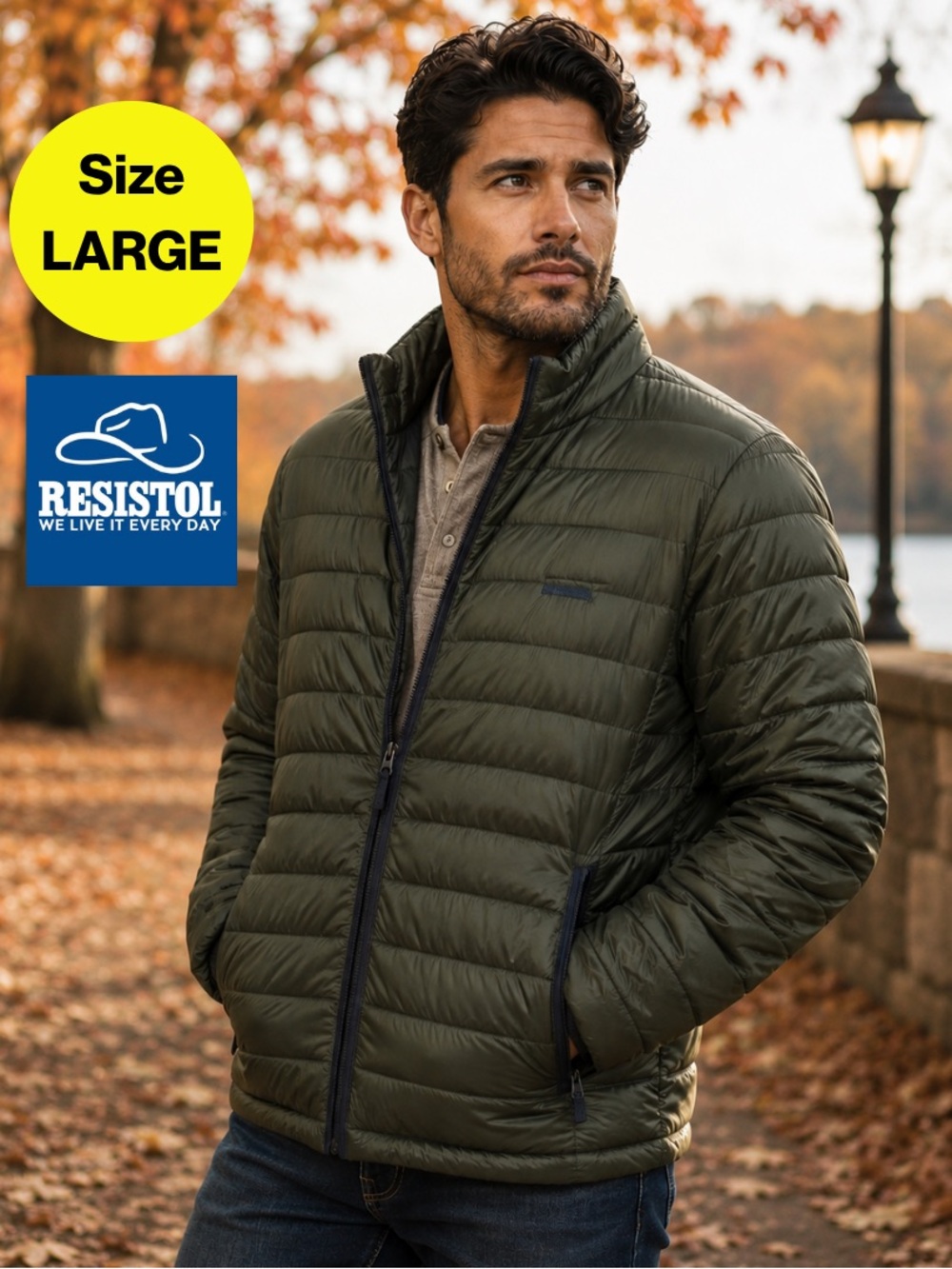 RESISTOL 💚 MEN’S “Cold Bloq Jacket” in Forest Green (Size Large)